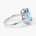 4.10 Ct Cushion Swiss Blue Topaz & Lab Diamond Prong Silver Halo Ring by Fine Color Jewels