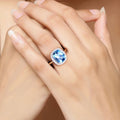 4.10 Ct Cushion Swiss Blue Topaz & Lab Diamond Prong Silver Halo Ring by Fine Color Jewels