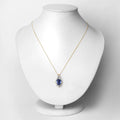 4.13 Ct Genuine Oval Ceylon Blue Sapphire and Diamond 18K Yellow Gold Statement Pendant by Fine Color Jewels