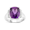 4.20 Ct Cushion Purple Amethyst and Lab Diamond Prong Silver Cocktail Ring