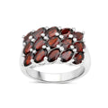 4.20 Ct Oval Red Garnet Prong Silver Cluster Ring by Fine Color Jewels