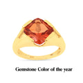 4.24 Ct Square Orange Lab Grown Padparadscha Sapphire Prong 18K Yellow Gold Plated Silver Solitaire Ring by Fine Color Jewels