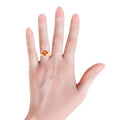4.24 Ct Square Orange Lab Grown Padparadscha Sapphire Prong 18K Yellow Gold Plated Silver Solitaire Ring by Fine Color Jewels