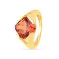 4.24 Ct Square Orange Lab Grown Padparadscha Sapphire Prong 18K Yellow Gold Plated Silver Solitaire Ring by Fine Color Jewels