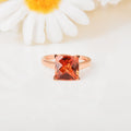 4.24 Ct Square Orange Lab Grown Padparadscha Sapphire Prong 18K Rose Gold Plated Silver Solitaire Ring by Fine Color Jewels