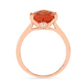 4.24 Ct Square Orange Lab Grown Padparadscha Sapphire Prong 18K Rose Gold Plated Silver Solitaire Ring by Fine Color Jewels
