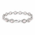 4.3 Ct Round Pink Rose Quartz Prong Silver Halo Tennis Link Bracelet by Fine Color Jewels