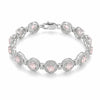 4.3 Ct Round Pink Rose Quartz Prong Silver Halo Tennis Link Bracelet