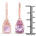 4.40 Ct Cushion Pink Amethyst Prong 18K Rose Gold Plated Silver Dangle Earrings by Fine Color Jewels