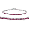 4.44 Ct Round Pink Ruby Prong Sterling Silver Tennis Bracelet by Fine Color Jewels