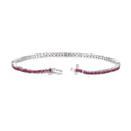 4.44 Ct Round Pink Ruby Prong Sterling Silver Tennis Bracelet by Fine Color Jewels