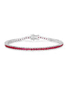 4.44 Ct Round Pink Ruby Prong Sterling Silver Tennis Bracelet