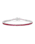 4.44 Ct Round Pink Ruby Prong Sterling Silver Tennis Bracelet by Fine Color Jewels