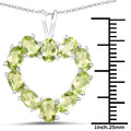 4.50 Ct Oval Green Peridot Prong Silver Heart Pendant Necklace by Fine Color Jewels