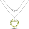 4.50 Ct Oval Green Peridot Prong Silver Heart Pendant Necklace by Fine Color Jewels