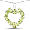 4.50 Ct Oval Green Peridot Prong Silver Heart Pendant Necklace
