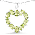 4.50 Ct Oval Green Peridot Prong Silver Heart Pendant Necklace by Fine Color Jewels