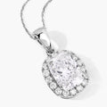 4.58 Ct Cushion Lab Grown Diamond Prong Platinum Bridal Halo Pendant by Fine Color Jewels