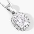 4.58 Ct Cushion Lab Grown Diamond Prong Platinum Bridal Halo Pendant by Fine Color Jewels