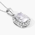 4.58 Ct Cushion Lab Grown Diamond Prong Platinum Bridal Halo Pendant by Fine Color Jewels