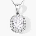 4.58 Ct Cushion Lab Grown Diamond Prong Platinum Bridal Halo Pendant by Fine Color Jewels