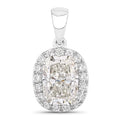 4.58 Ct Cushion Lab Grown Diamond Prong Platinum Bridal Halo Pendant by Fine Color Jewels