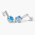 4.60 Ct Cushion Swiss Blue Topaz & Lab Diamond Prong Silver Dangle Earrings by Fine Color Jewels