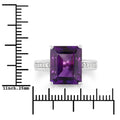 4.65 Ct Octagon Purple Amethyst and Lab Diamond Prong Silver Pave Bridge Ring by Fine Color Jewels
