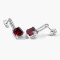 4.70 Ct Cushion Deep Red Mozambique Garnet & Lab Diamond Prong Silver Dangle Earrings by Fine Color Jewels