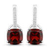 4.70 Ct Cushion Deep Red Mozambique Garnet & Lab Diamond Prong Silver Dangle Earrings