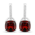 4.70 Ct Cushion Deep Red Mozambique Garnet & Lab Diamond Prong Silver Dangle Earrings by Fine Color Jewels