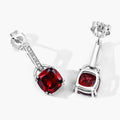4.70 Ct Cushion Deep Red Mozambique Garnet & Lab Diamond Prong Silver Dangle Earrings by Fine Color Jewels