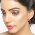 4.70 Ct Cushion Deep Red Mozambique Garnet & Lab Diamond Prong Silver Dangle Earrings by Fine Color Jewels