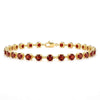 4.72 Ct Round Red Garnet Prong Yellow Gold Plated Silver Classic Inline Lobster Clasp Tennis Bracelet