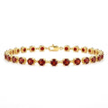 4.72 Ct Round Red Garnet Prong Yellow Gold Plated Silver Classic Inline Lobster Clasp Tennis Bracelet by Fine Color Jewels