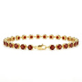 4.72 Ct Round Red Garnet Prong Yellow Gold Plated Silver Classic Inline Lobster Clasp Tennis Bracelet by Fine Color Jewels