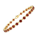 4.72 Ct Round Red Garnet Prong Yellow Gold Plated Silver Classic Inline Lobster Clasp Tennis Bracelet by Fine Color Jewels