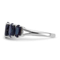 4.75 Ct Oval Blue Lab Created Sapphire Prong Rhodium-Plated Silver Five Stone Ring by Fine Color Jewels