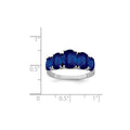 4.75 Ct Oval Blue Lab Created Sapphire Prong Rhodium-Plated Silver Five Stone Ring by Fine Color Jewels
