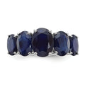 4.75 Ct Oval Blue Lab Created Sapphire Prong Rhodium-Plated Silver Five Stone Ring by Fine Color Jewels