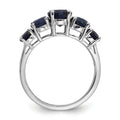 4.75 Ct Oval Blue Lab Created Sapphire Prong Rhodium-Plated Silver Five Stone Ring by Fine Color Jewels