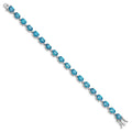4.75 Ct Oval Swiss Blue Topaz Prong Sterling Silver Tennis Bracelet by Fine Color Jewels