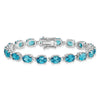 4.75 Ct Oval Swiss Blue Topaz Prong Sterling Silver Tennis Bracelet
