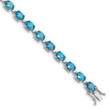 4.75 Ct Oval Swiss Blue Topaz Prong Sterling Silver Tennis Bracelet by Fine Color Jewels