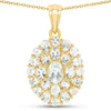 4.83 Ct Blue Topaz Prong 18K Gold Plated Silver Cluster Pendant Necklace