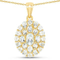 4.83 Ct Blue Topaz Prong 18K Gold Plated Silver Cluster Pendant Necklace by Fine Color Jewels