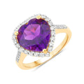 4.86 Ct Heart Purple Amethyst and White Topaz Prong Silver Halo Pave Promise Ring by Fine Color Jewels