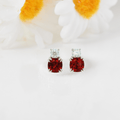 Lab Grown Ruby Silver Stud Earrings by Fine Color Jewels
