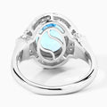 4 Ct Oval Swiss Blue Topaz and Lab Diamond Silver Halo Statement Ring by Fine Color Jewels