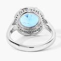 4 Ct Round Swiss Blue Topaz Lab Diamond Prong Silver Halo Ring by Fine Color Jewels